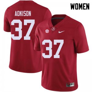 NCAA Women's Alabama Crimson Tide #37 Dalton Adkison Stitched College 2018 Nike Authentic Red Football Jersey EE17D54PN